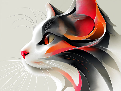 Abstract Cat Mural Wallpaper | Bold Color - Blocked Feline
