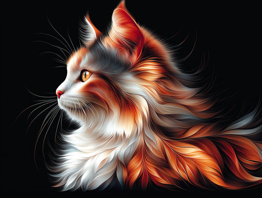 Colorful Cat Mural Wallpaper | Black - background with Flowing Fur
