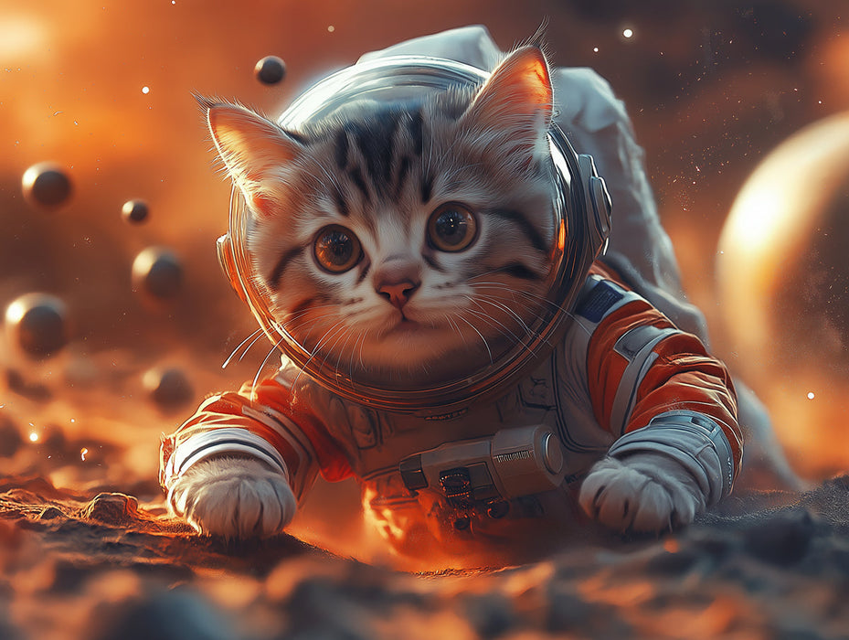 Astronaut Cat Mural Wallpaper | Space - themed with Kitten