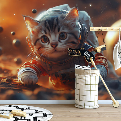 Astronaut Cat Mural Wallpaper | Space - themed with Kitten