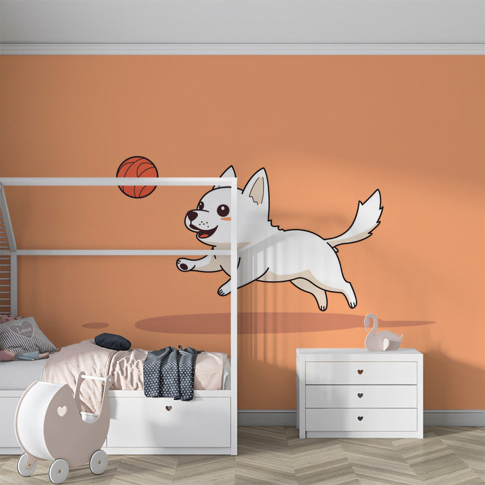 Basketball - playing Dog Mural Wallpaper