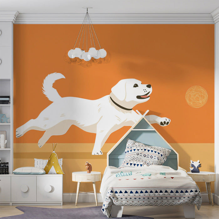 Basketball - playing Dog Mural Wallpaper