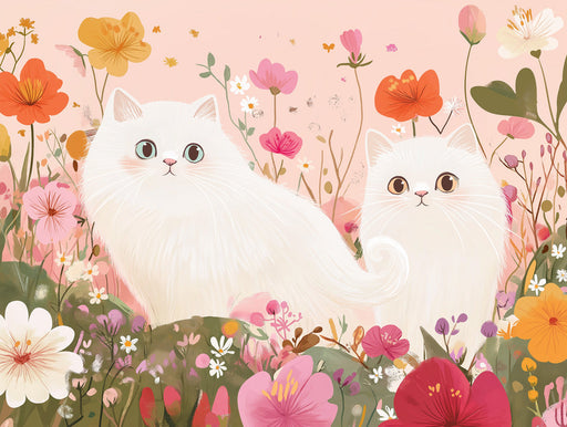 Floral - cats Mural Wallpaper