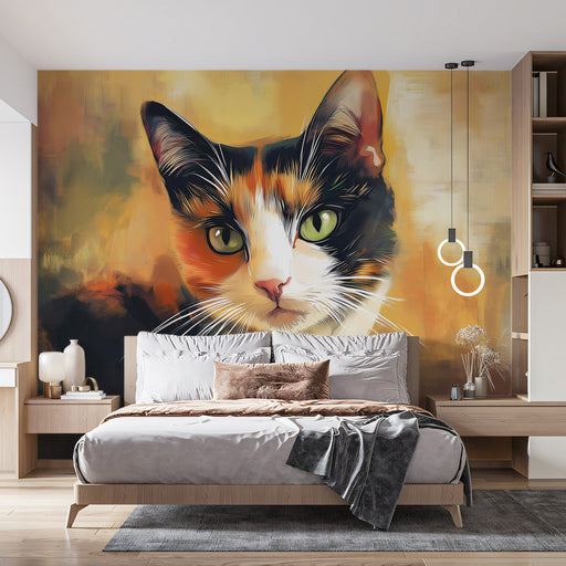 Artistic Cat Mural Wallpaper