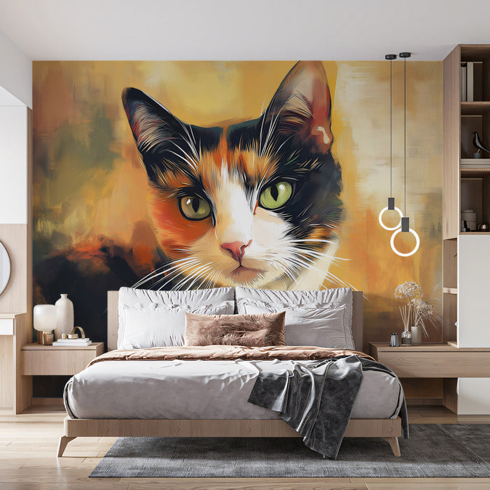 Artistic Cat Mural Wallpaper