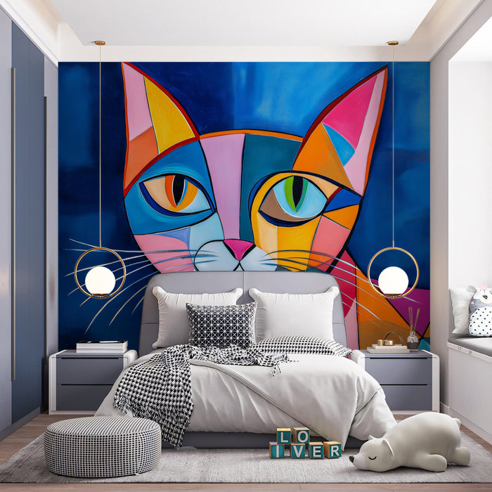Artistic Cat Mural Wallpaper