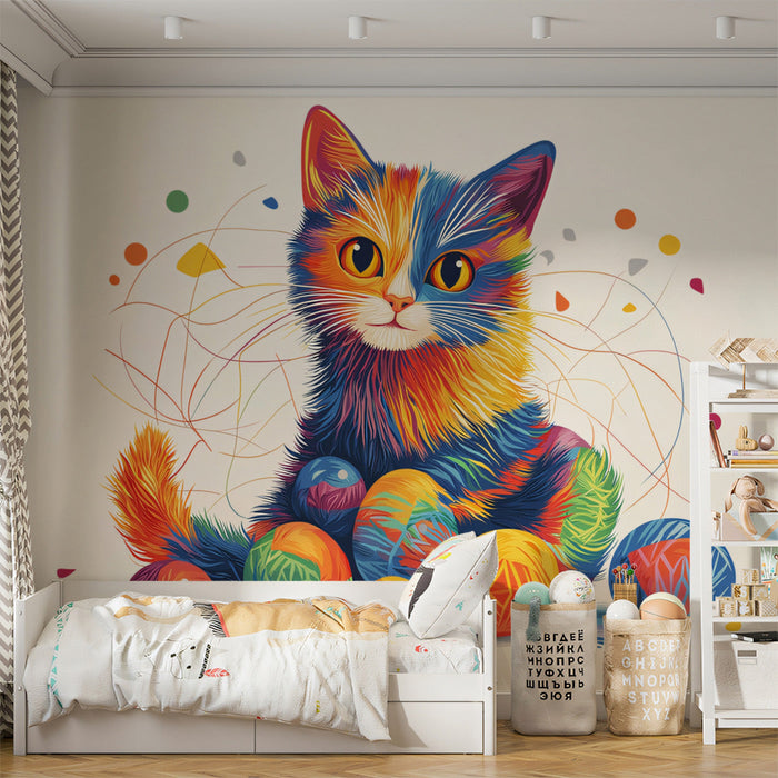 Colorful Kitten Mural Wallpaper
