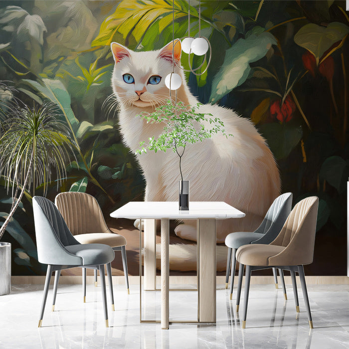 Tropical Cat Mural Wallpaper