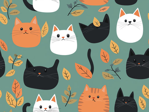 Patterned Cat Mural Wallpaper