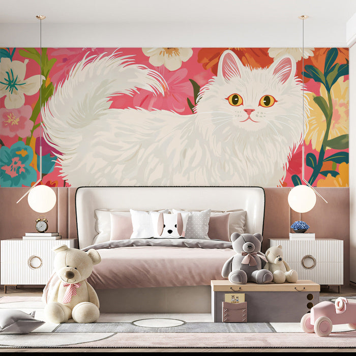 Floral - feline Mural Wallpaper