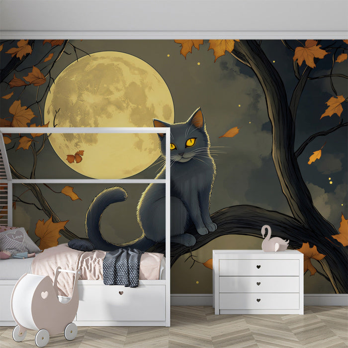 Mysterious Cat Mural Wallpaper