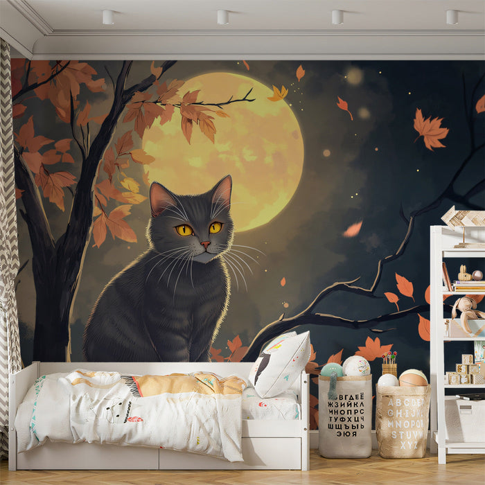 Mysterious Cat Mural Wallpaper