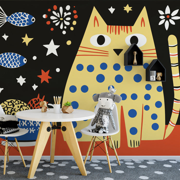 Playful Cat Mural Wallpaper