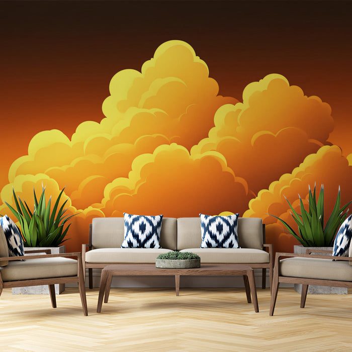 Orange Cloud Mural Wallpaper