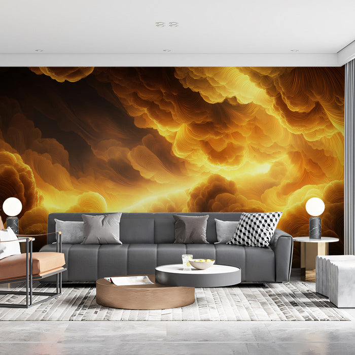 Orange Cloud Mural Wallpaper