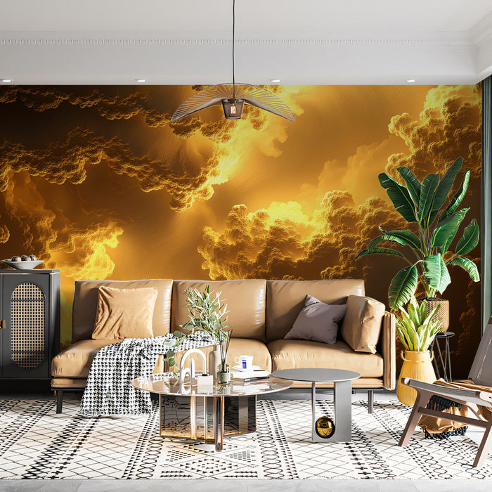 Orange Cloud Mural Wallpaper