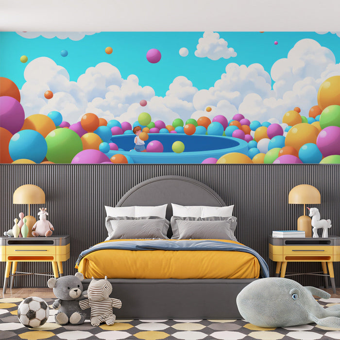 Ball Pit and Cloud Mural Wallpaper