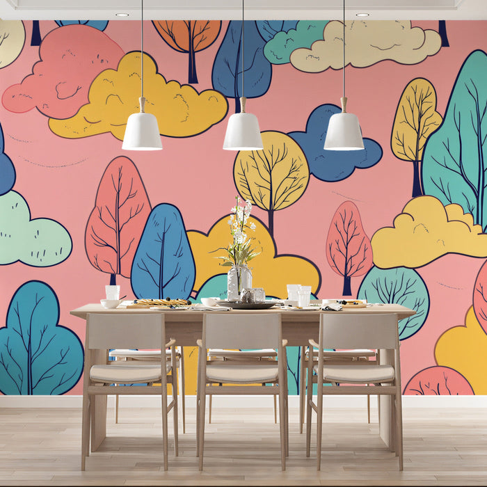 Colorful Forest Mural Wallpaper