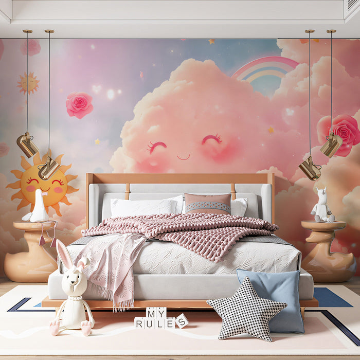 Magical Cloud and Star Mural Wallpaper