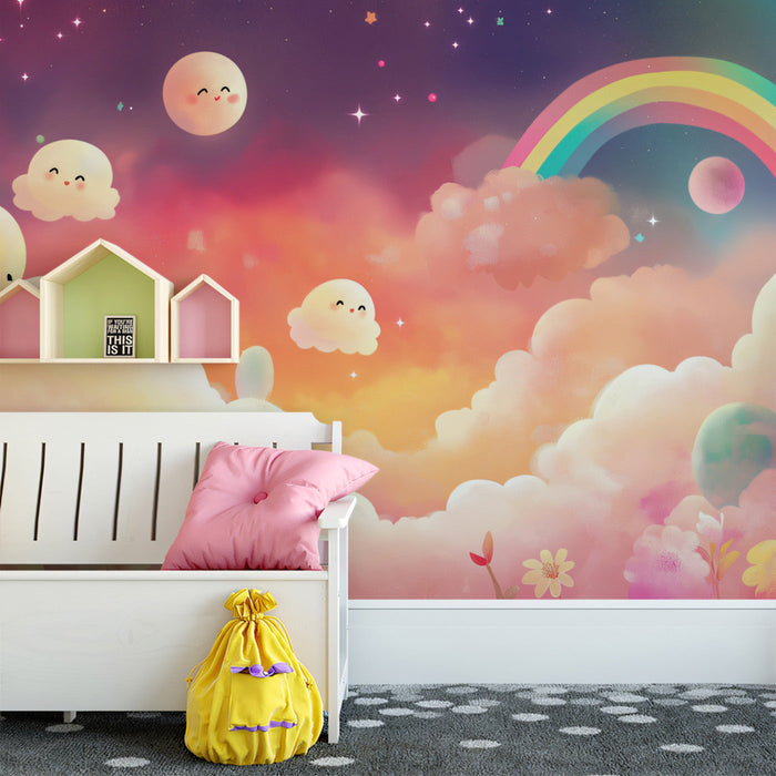 Magical Cloud and Star Mural Wallpaper