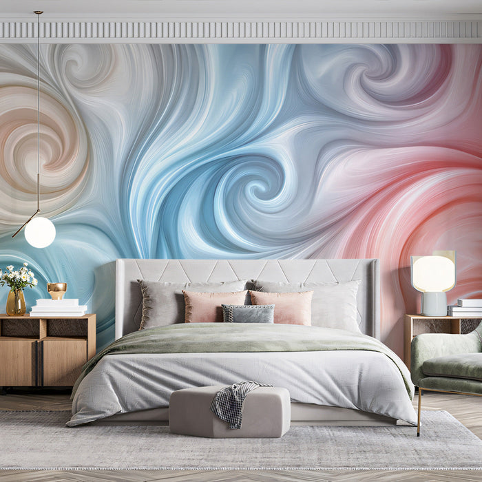 Swirling Nebula Mural Wallpaper | Sky - Blue, Pink, Beige