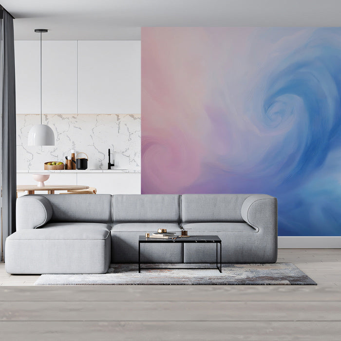 Pastel Swirl Mural Wallpaper | Lilac, Sky - blue, Soft Pink