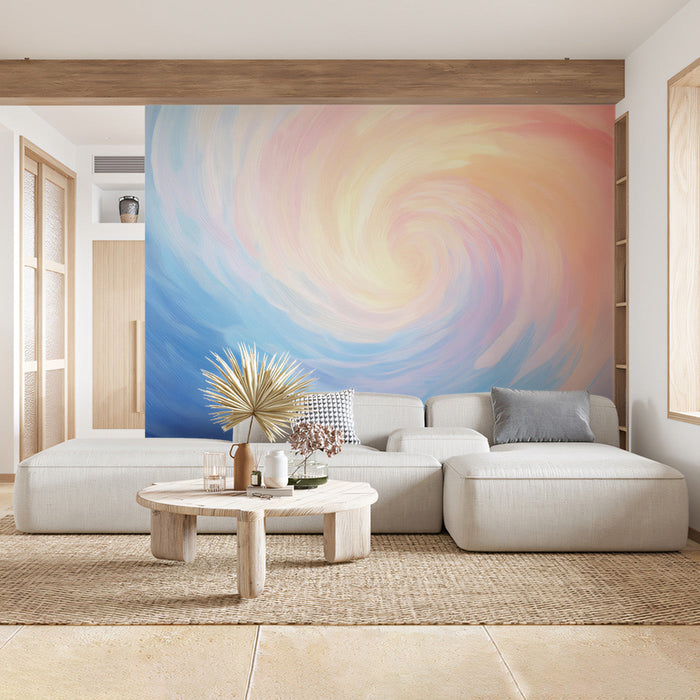Cosmic Whirlpool Mural Wallpaper | Blue, Orange, Pink