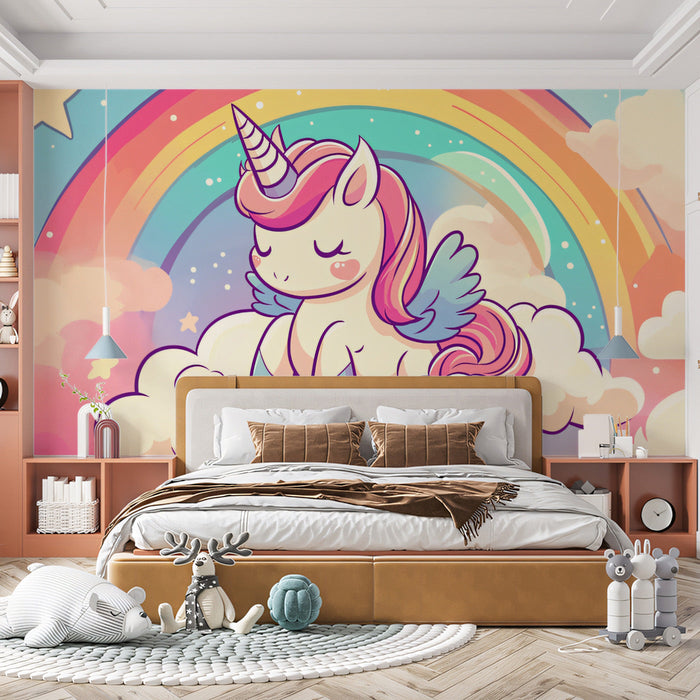 Magical Unicorn Galaxy Mural Wallpaper | Pink, Blue, Purple