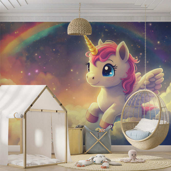 Magical Unicorn Galaxy Mural Wallpaper | Pink, Blue, Purple