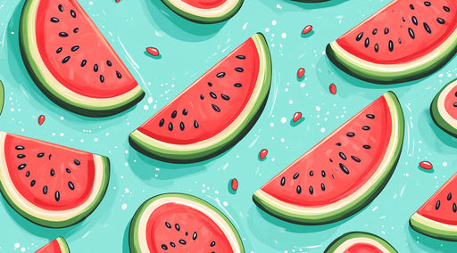 Watermelon Delight Mural Wallpaper | Red, Green, Blue - Green