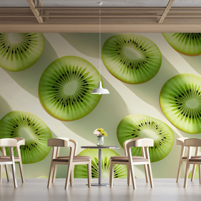 Tropical Kiwi Mural Wallpaper | Green, Yellow, Brown