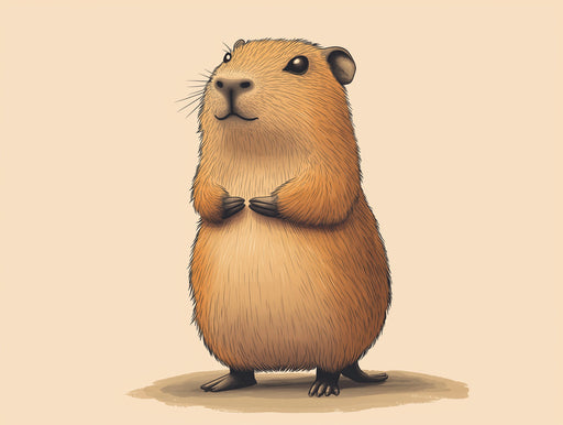 Charming Capybara Mural Wallpaper | Brown, Cream