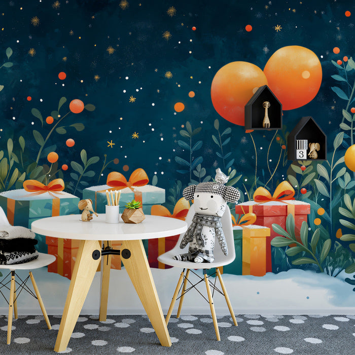 Starry Giftland Mural Wallpaper | Blue, Multicolored