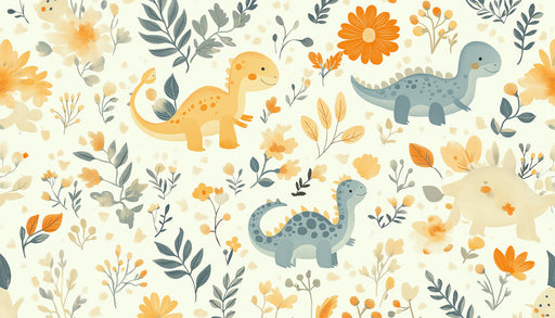 Gentle Dino Garden Mural Wallpaper | Soft Tones