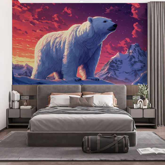 Arctic Sunset with Bears Mural Wallpaper