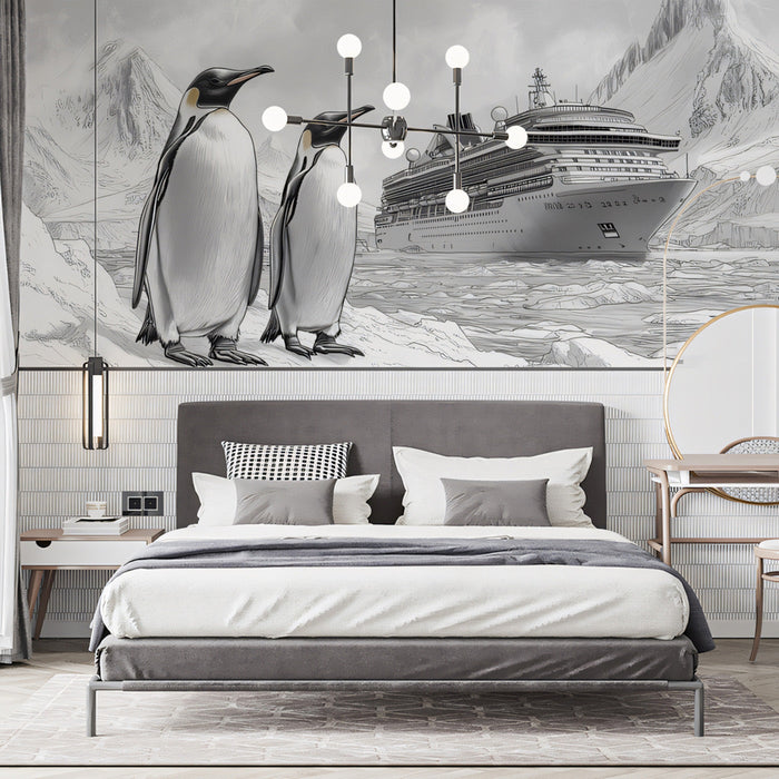 Antarctic Encounter Mural Wallpaper (Black - and - White)