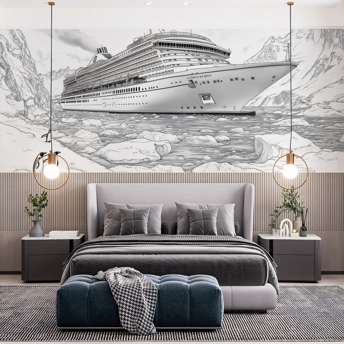 Monochrome Maritime Mural Wallpaper