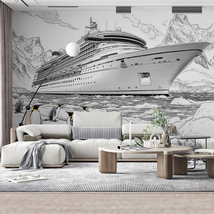 Monochrome Maritime Mural Wallpaper