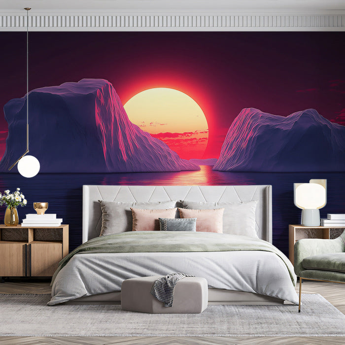 Crimson Sunrise Over the Sea Mural Wallpaper