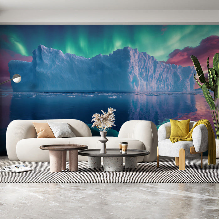 Iceberg Under the Aurora Mural Wallpaper