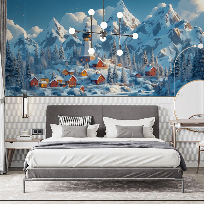 Mountain Hamlet Mural Wallpaper