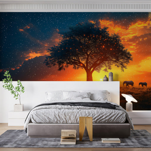 African Savannah Sunset Mural Wallpaper