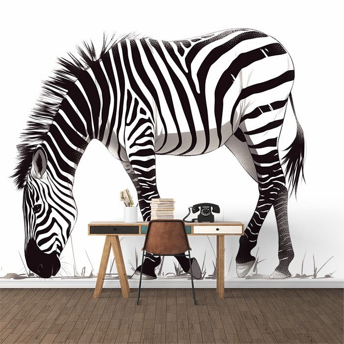 Zebra Mural Wallpaper | Black, White and Brown Zebra