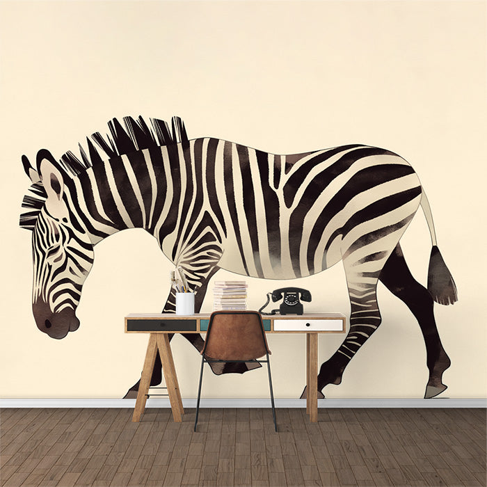 Zebra Mural Wallpaper | Black, White and Brown Zebra