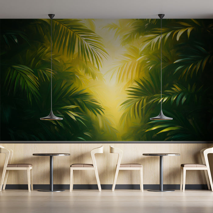 Golden Jungle Light Mural Wallpaper | Verde e Giallo