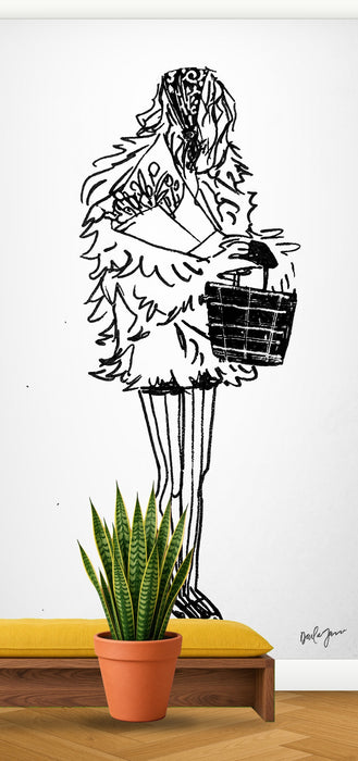 Fur Coat & Woven Basket – Editorial Fashion Illustration
