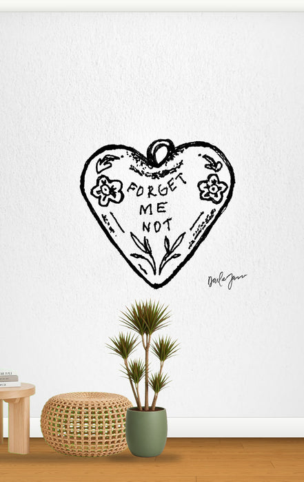 Forget Me Not – Heart Locket Ink Illustration