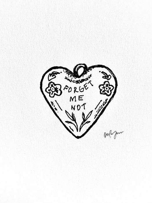 Forget Me Not – Heart Locket Ink Illustration