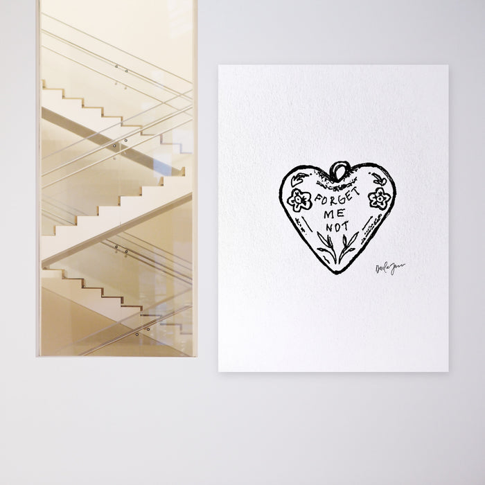 Forget Me Not – Heart Locket Ink Illustration