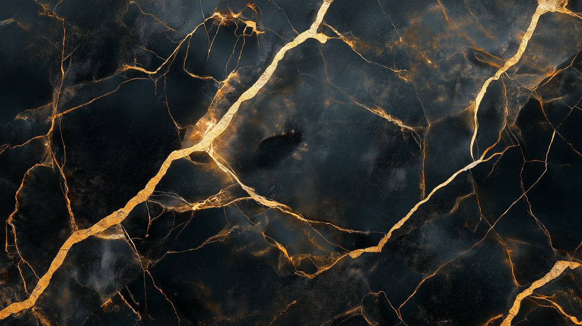 Black and Gold Marble Mural Wallpaper | Black, Gold and Dark Gray Marble